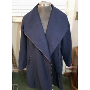 Wool Coat w/Asymmetrical Zipper